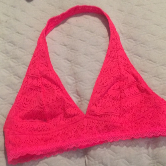 Xhileration hot pink lace halter bra no pads new - Picture 1 of 4